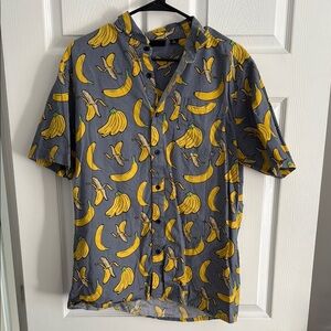 Gray Banana Print Men's Shirt